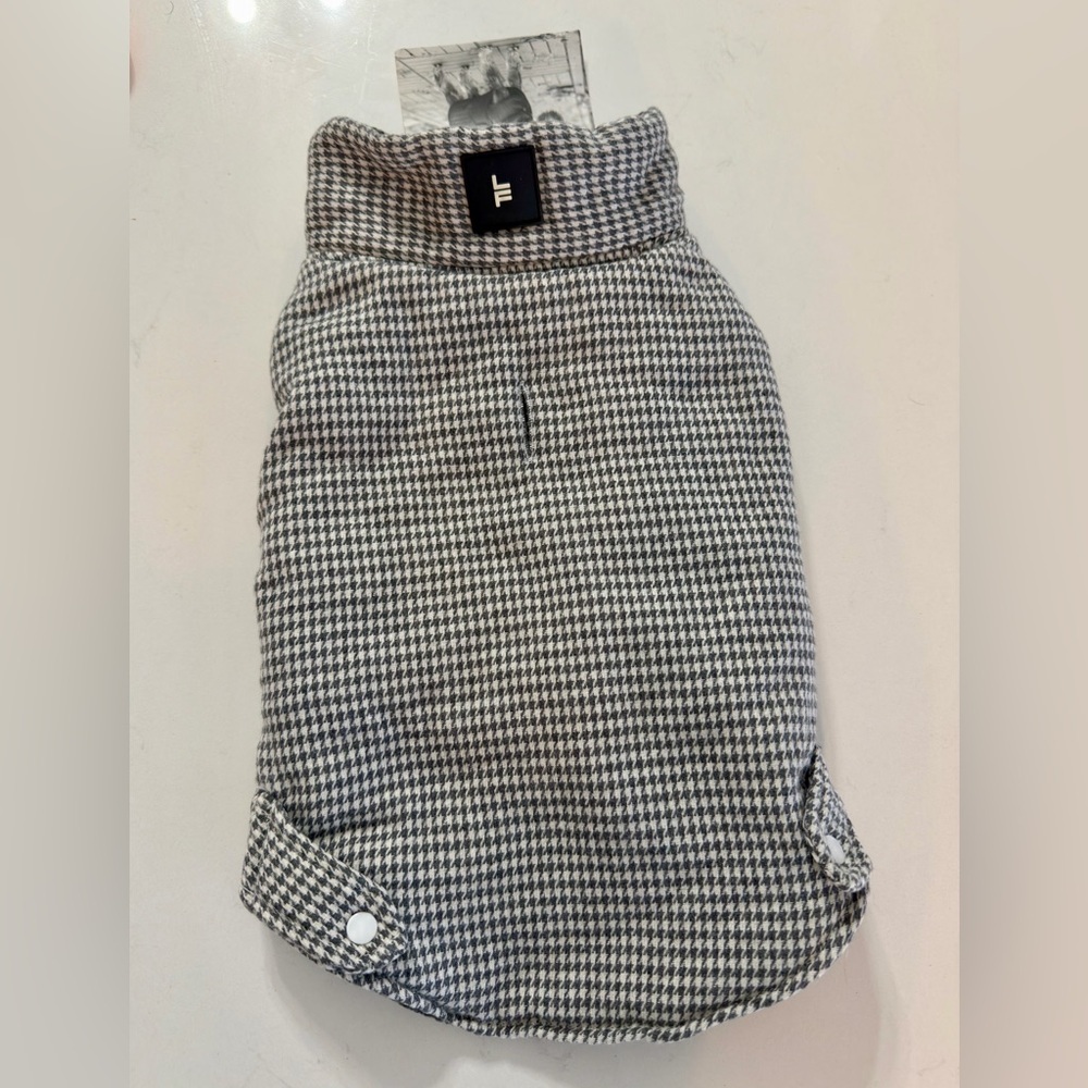 NWT London Fog Houndstooth Dog Sweater Coat | Gingham Dog Coat | Large NWT